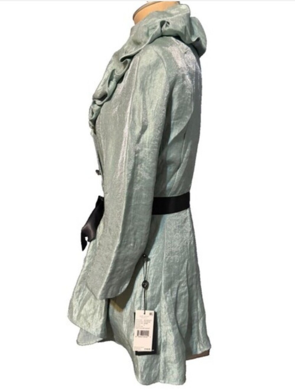 Adrianna Papell Women's Celadon Puff Collar Jacket - Picture 5 of 9